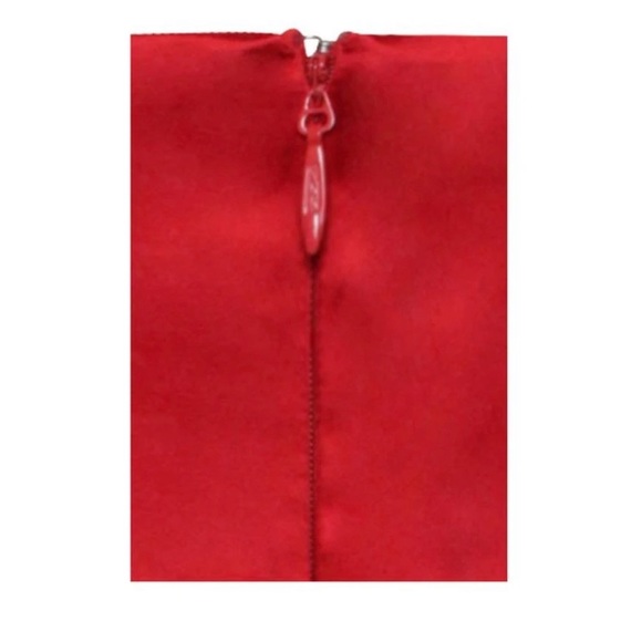 Red sweetheart draping sleeve satin corset dress - Picture 10 of 10